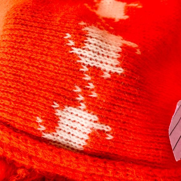 Vtg 60s bold orange houndstooth knit scarf - Picture 3 of 7